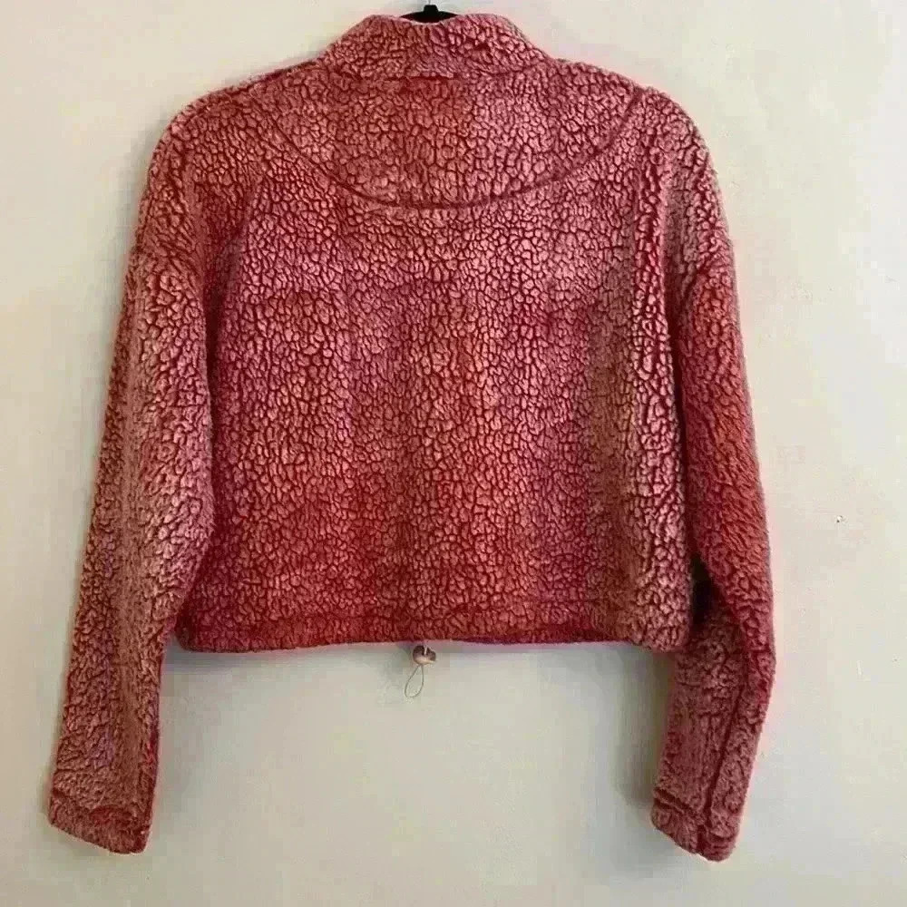 Warm And Cozy Lifestyle 3/4 Zip Pink Cropped Pullover Sherpa Fleece Size M - Picture 4 of 7